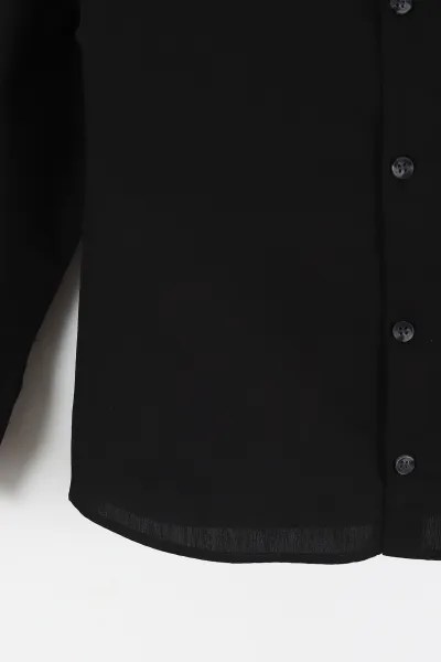 Siyah (5-14 Yaş)Basic Poplin Erkek Çocuk Gömlek 427471