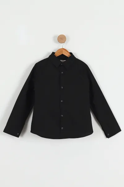 Siyah (5-14 Yaş)Basic Poplin Erkek Çocuk Gömlek 427471