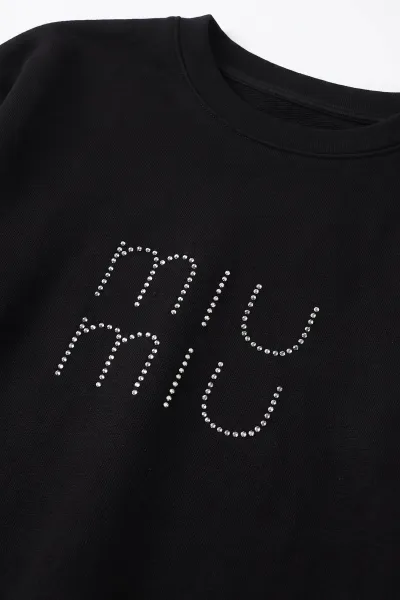 Siyah (5-15 Yaş) Miu Miu Taş Baskılı Oysho Kız Çocuk Takım 497696