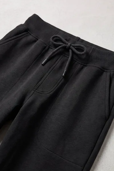 Siyah (5-16 Yaş)Kompak Kumaş Düz Paça Çocuk Okul Pantolonu 473737
