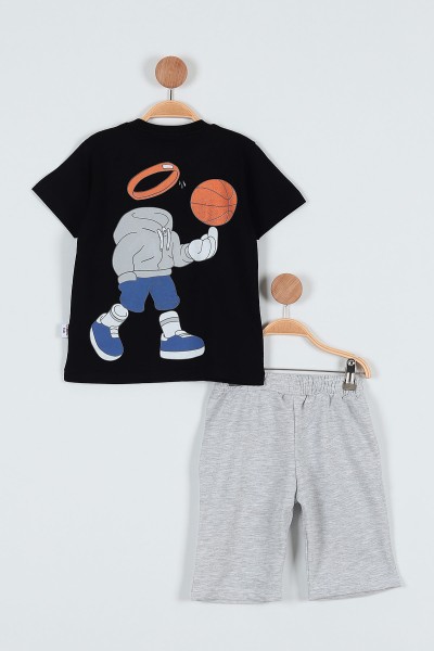 Siyah (5-8 Yaş) Angel Basketbol Baskılı Şortlu Erkek Çocuk Takım 186203
