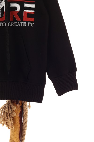 Siyah (5-8 Yaş) Future Baskılı Kapüşonlu Erkek Çocuk Sweat 152876