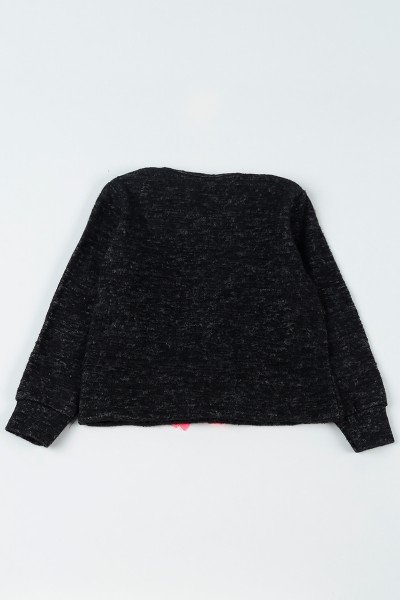 Siyah (5-8 Yaş) Girl Baskılı Dışı Yumoş Kız Çocuk Sweatshirt 92811