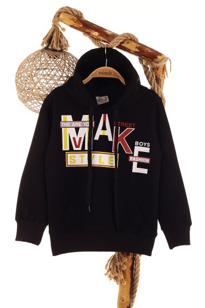 siyah-5-8-yas-make-baskili-kapusonlu-erkek-cocuk-sweat-152689