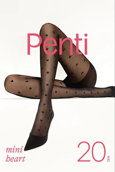 Siyah 500 Penti  Mini Heart 20 Den Desenli Kadın Külotlu Çorap 421502