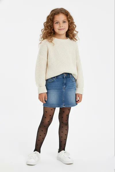 Siyah 500 Penti  Pretty Mini Heart 20 Den Kız Çocuk Külotlu Çorap 421709