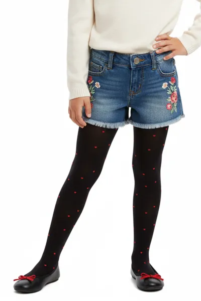Siyah 500 Penti  Pretty  Red Heart 30 Den Kız Çocuk Külotlu Çorap 421689