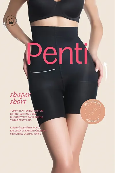Siyah 500  - Penti Shaper Short ( Sıkmadan Toparlar Paçalı Korse ) 110 Den   Kadın Korse 420976