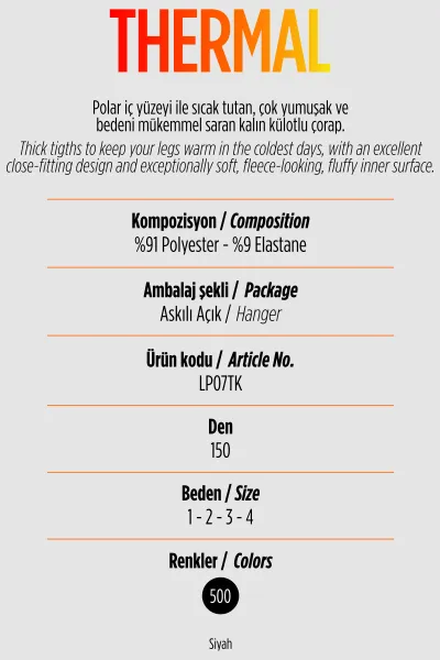 Siyah 500  -  Penti Thermal 150 Den Kadın Külotlu Çorap 420954