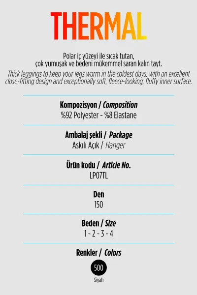Siyah 500 Penti Thermal 150 Den   Kadın Tayt 421124