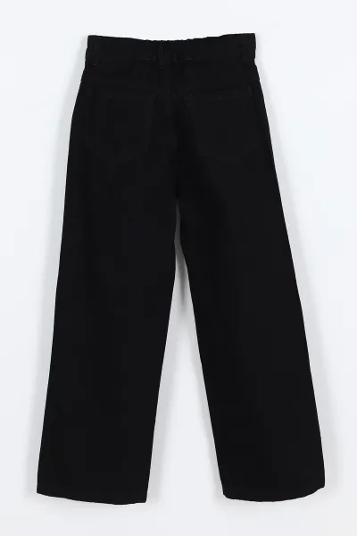 Siyah (6-10 Yaş )Bol Paça Kız Çocuk Kot Pantolon 319534