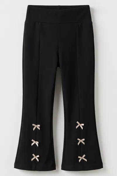 siyah-6-10-yas-kurdela-detay-oysho-ispanyol-tayt-pantolon-493004