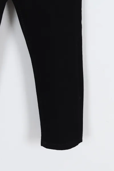 Siyah (6-11 Yaş) Bağlamalı Bel Lastikli Çocuk Pantolon 327975