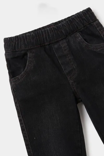 Siyah (6-24 Ay)  Baskılı Badili Deri Ceketli Kot Pantolonlu Erkek Bebek 3'lü Takım 501359