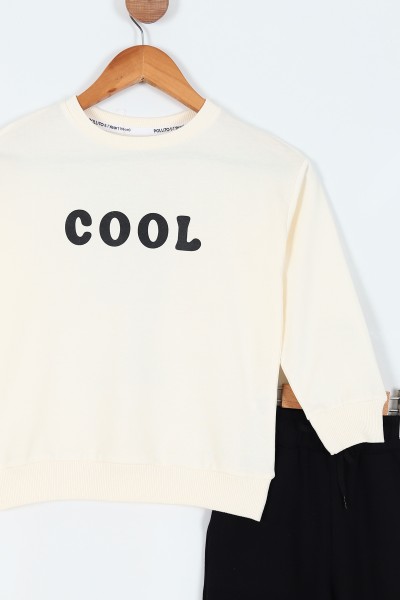 Siyah (6-9 Yaş) Cool Baskılı Kol Detaylı Erkek Çocuk Takım 208352
