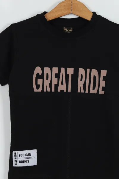 Siyah (7-10 Yaş) Great RIde Baskılı Şortlu Erkek Çocuk Takım 253689