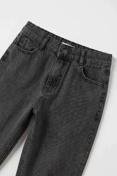 Siyah (7-11 Yaş) Fitilli Bodyli Peluş Yelekli Kot Pantolonlu Kız Çocuk 3'lü Takım 500967