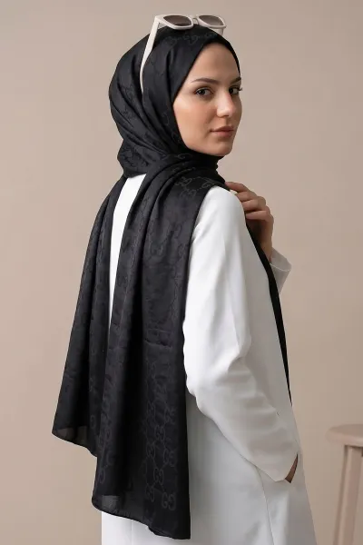 Siyah 70x180 Cm Elegance Premium Pamuk Jakar Şal 475022