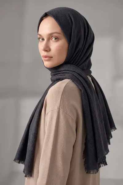 Siyah 70x180 Cm Mimoza Premium Jakarlı Pamuk Şal 494023