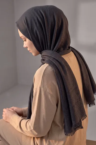 Siyah 70x180 Cm Mimoza Premium Jakarlı Pamuk Şal 494023