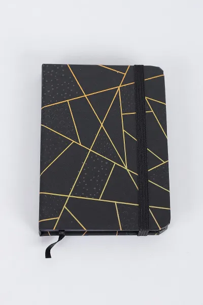 Siyah 7x10 Cm Desenli Lastikli Bloknot Defter-Notebook 392518