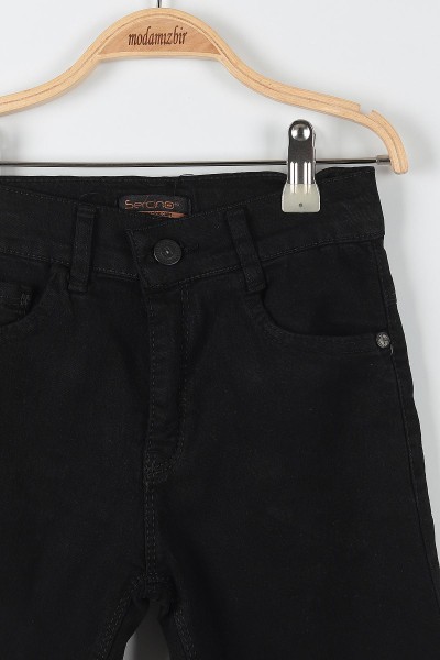 Siyah (8-12 Yaş) Fermuarlı Cep Detaylı Erkek Çocuk Kapri 172819