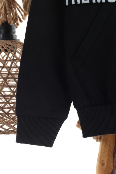 Siyah (8-12 Yaş) Freedom Baskılı İki İp Şardonlu Erkek Çocuk sweat 139789