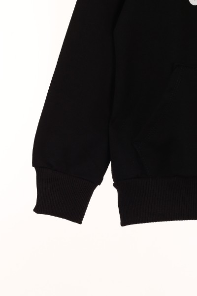 Siyah (9-12 Yaş) Gang Baskılı Kapşonlu Erkek Çocuk Sweat 148976