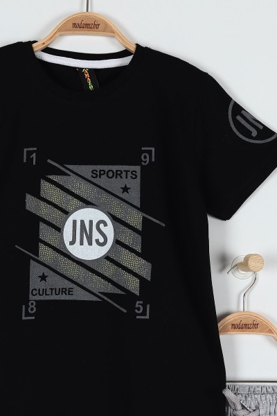 Siyah (9-12 Yaş) Jns Sports Baskılı Belden Bağlamalı Erkek Çocuk Takım 183016