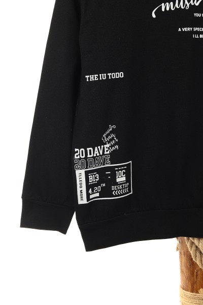 Siyah (9-12 Yaş) Music Baskılı Erkek Çocuk Sweat 157947