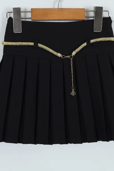 Siyah (9-12 Yaş) Pileli Kız Çocuk  Etek 259581