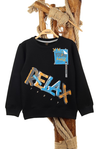 siyah-9-12-yas-relax-baskili-erkek-cocuk-sweat-150943