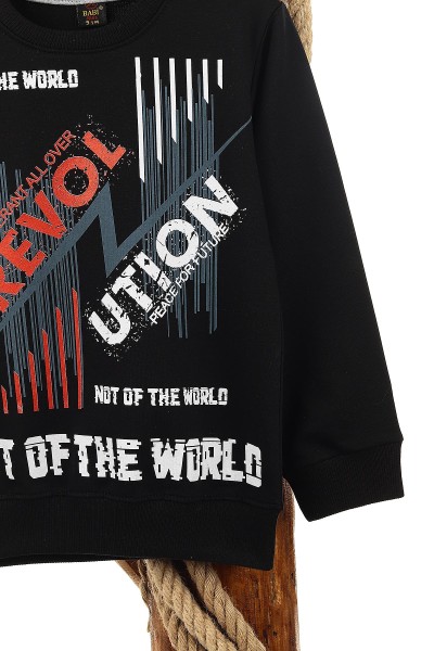 Siyah (9-12 Yaş) Revol Baskılı Erkek Çocuk Sweat 151629