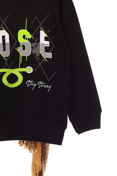 Siyah (9-12 Yaş) Rose Baskılı Kız Çocuk Sweat 150955