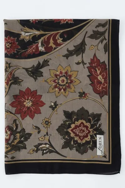 Siyah 90x90 Cm Dijital Baskılı Heritage Desen Soft Eşarp 498571