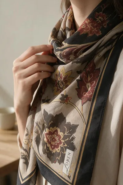Siyah 90x90 Cm Dijital Baskılı Heritage Desen Soft Eşarp 498571