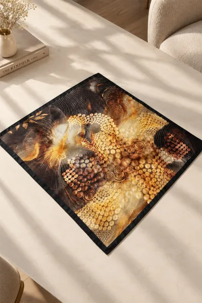 Siyah 90x90 Cm Dijital Baskılı Orbit Desen Soft Eşarp 498491