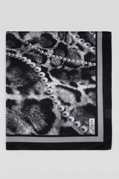 Siyah 90x90 Cm Dijital Baskılı Perla Desen Soft Eşarp 498515