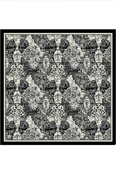 Siyah 95x95 Cm Dijital Baskılı Valencia Desen Soft Eşarp 473337