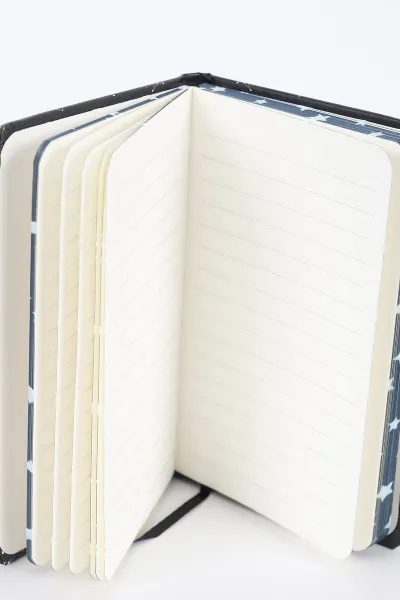 Siyah 9x14 Cm Desenli Lastikli Bloknot Defter-Notebook 392569