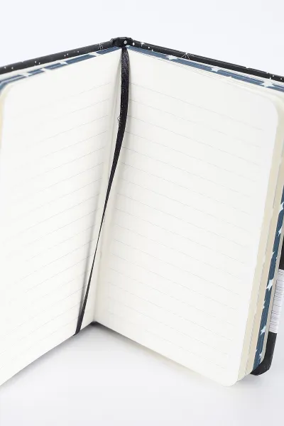 Siyah 9x14 Cm Desenli Lastikli Bloknot Defter-Notebook 392570