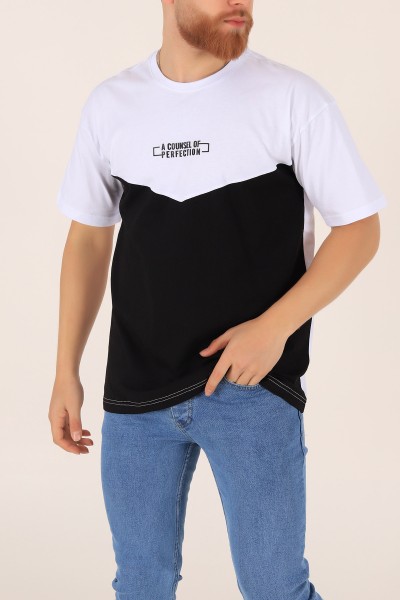 Siyah A Counsel Of Perfectıon Baskılı Oversize Erkek Tişört 169680