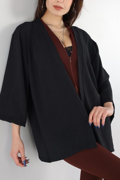 Siyah Aerobin Kumaş Kimono 170356