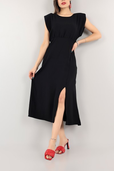 Siyah Aerobin Kumaş Vatkalı Elbise 110548