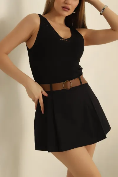 Siyah Ajurlu Polyelid Triko Bluz 254441