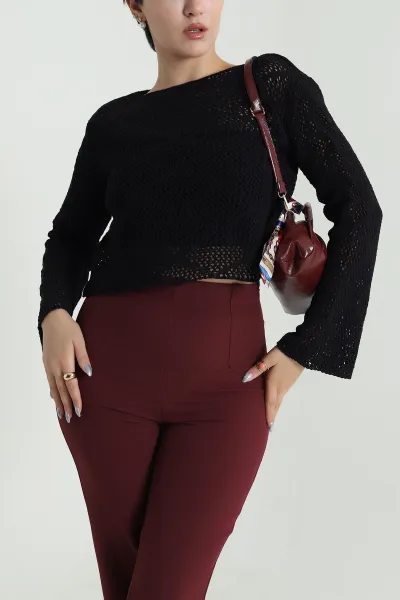 Siyah Ajurlu Triko Kadın Bluz 481304
