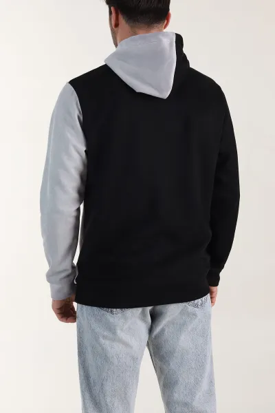Siyah Antrasit Kapüşonlu Yazı Detaylı Cepli Erkek Sweatshirt 413637
