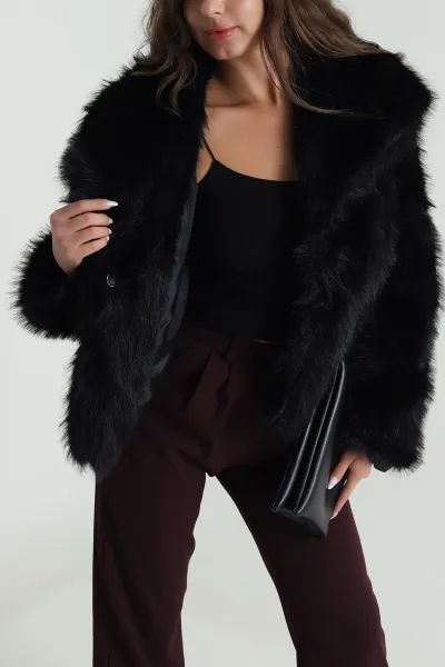 Siyah Ara Boy Lolita Kadın Kürk 488808