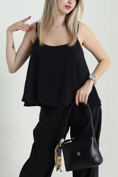 Siyah Askılı Tencel Kadın İkili Takım 471899
