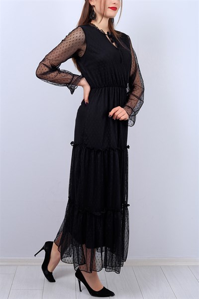 Siyah Astarlı Bayan Tül Elbise 11948B